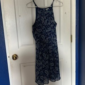 Blue Paisley Halter/High-neck Dress